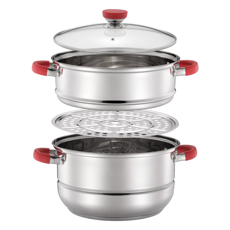 4-Piece Stainless Steel Steamer Set with Glass Lid