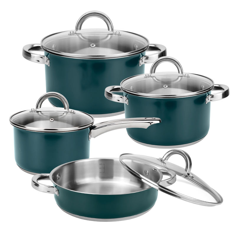 8-Piece Stainless Steel Cookware Set with Glass Lids