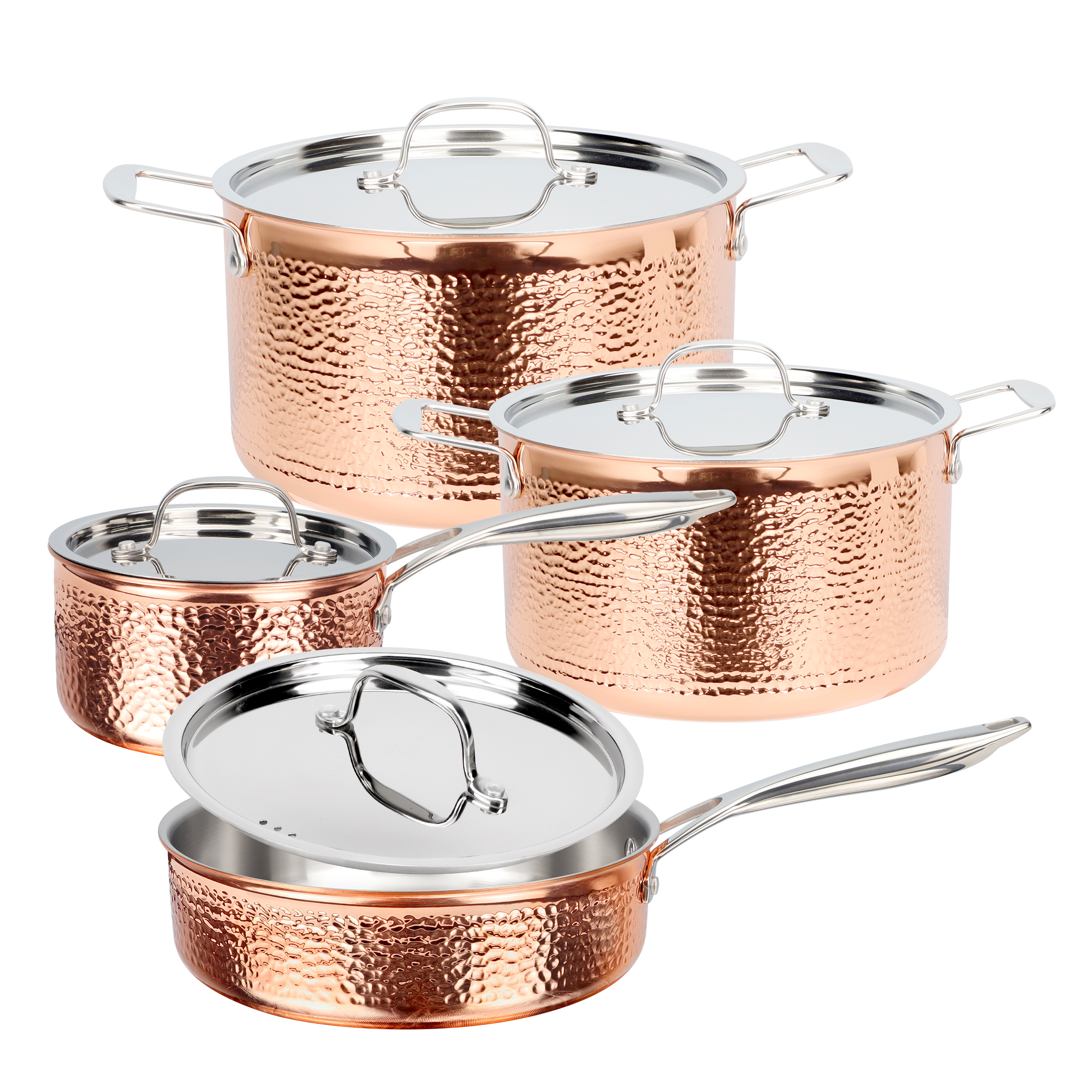 8-Piece Stainless Steel Cookware Set with Glass Lids