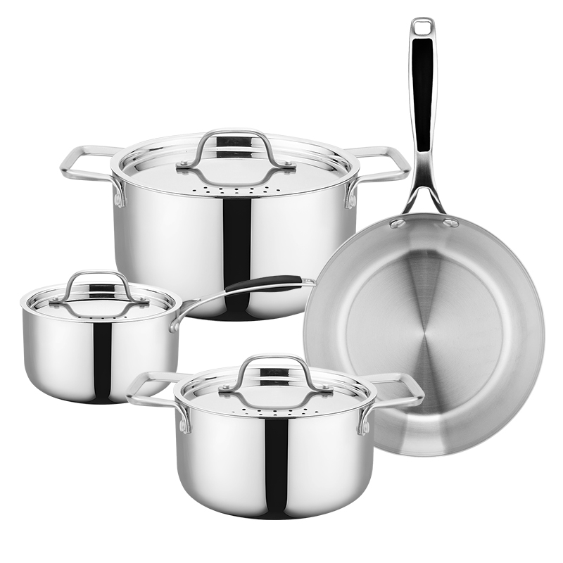 7-Piece Stainless Steel Cookware Set with Glass Lids
