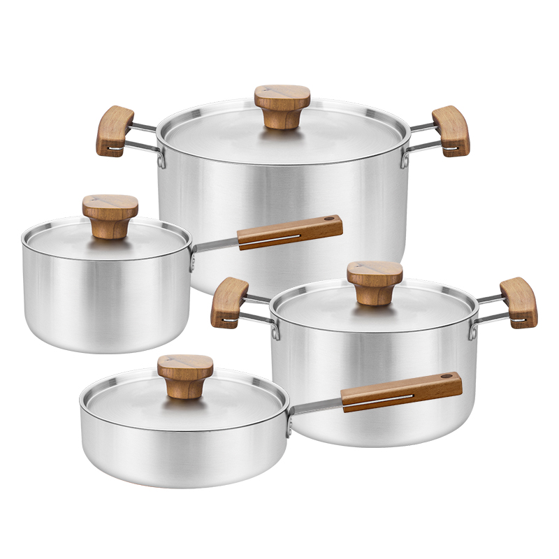 8-Piece Stainless Steel Cookware Set with Glass Lids
