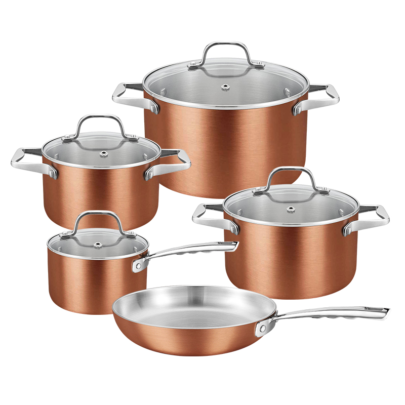 9-Piece Stainless Steel Cookware Set with Glass Lids