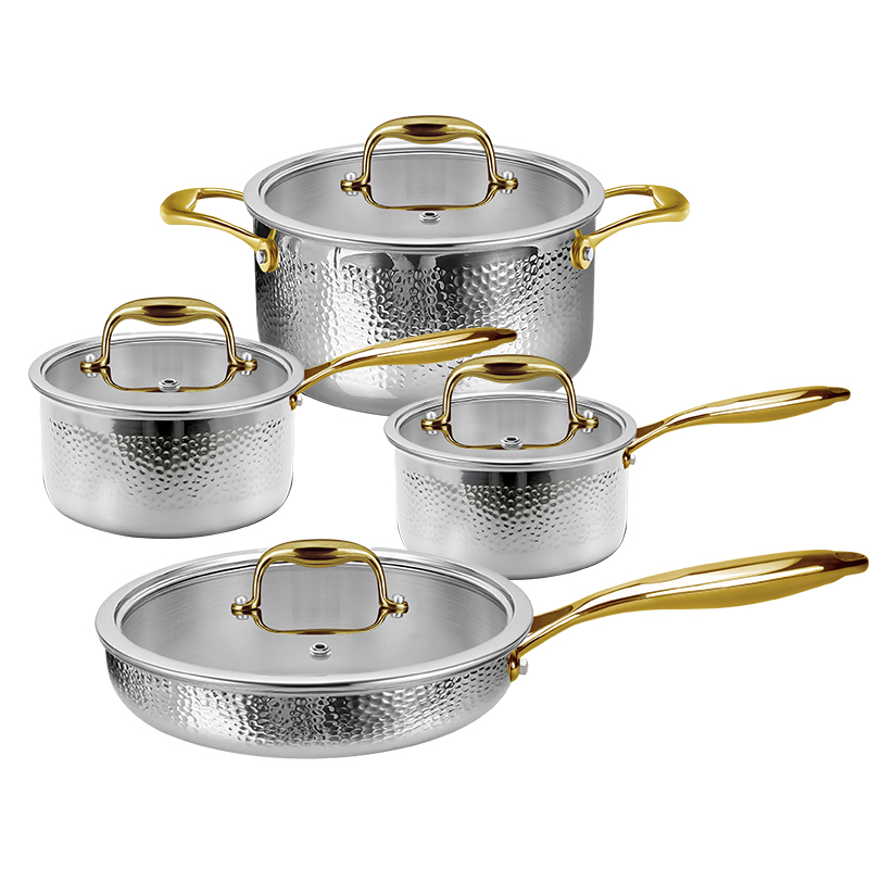 8-Piece Stainless Steel Cookware Set with Glass Lids