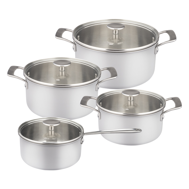 8-Piece Stainless Steel Cookware Set with Glass Lids
