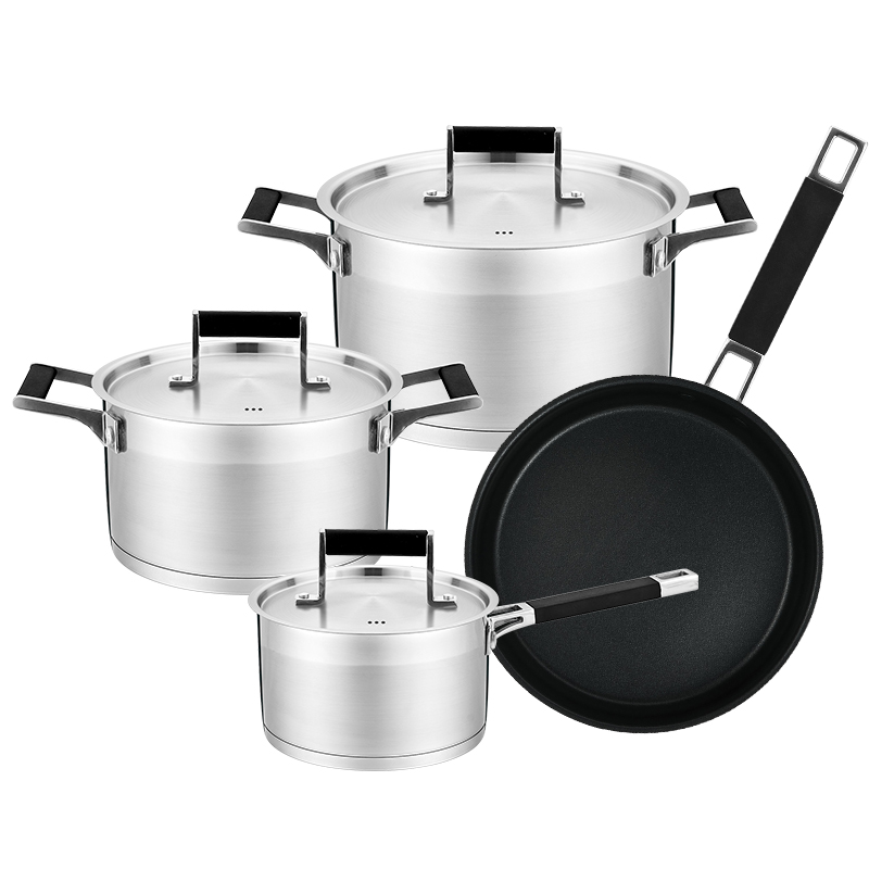 7-Piece Stainless Steel Cookware Set with Glass Lids