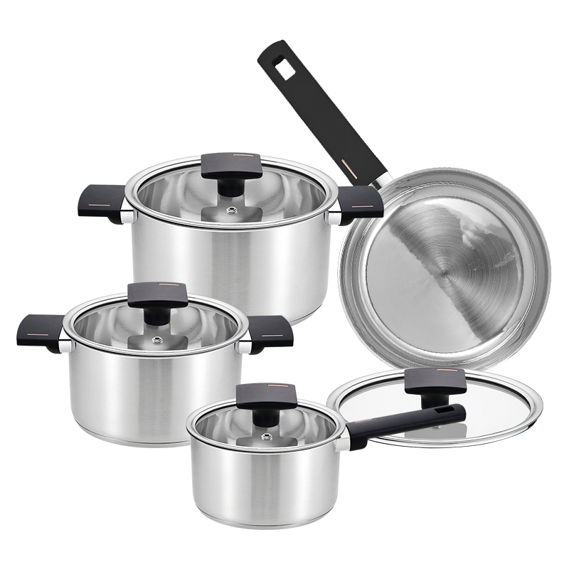 8-Piece Stainless Steel Cookware Set with Glass Lids