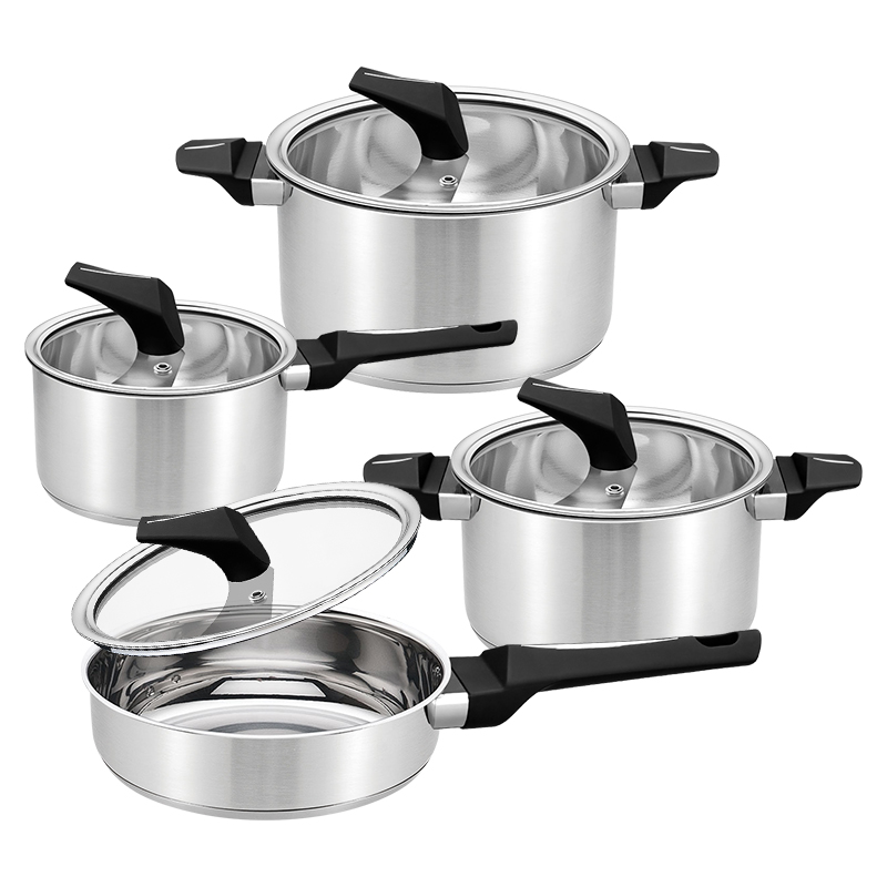 8-Piece Stainless Steel Cookware Set with Glass Lids