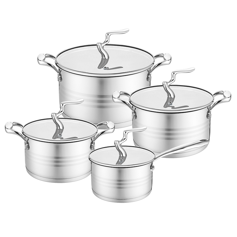 8-Piece Stainless Steel Cookware Set with Glass Lids