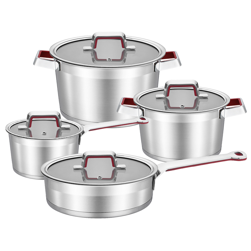 8-Piece Stainless Steel Cookware Set with Glass Lids