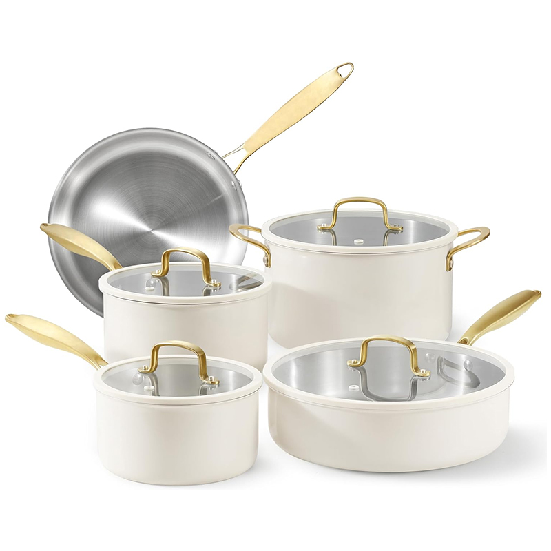 9-Piece Stainless Steel Cookware Set with Glass Lids