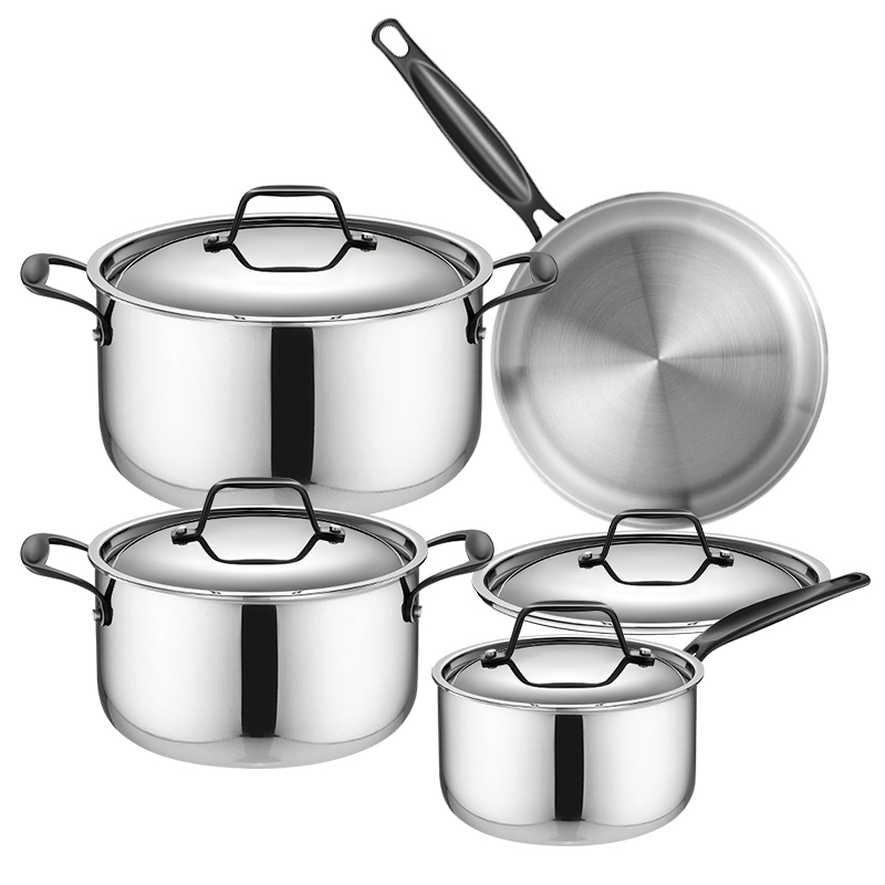 8-Piece Stainless Steel Cookware Set with Glass Lids