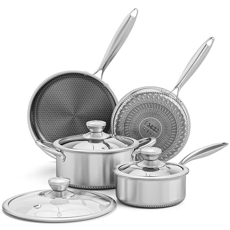 7-Piece Stainless Steel Cookware Set with Glass Lids