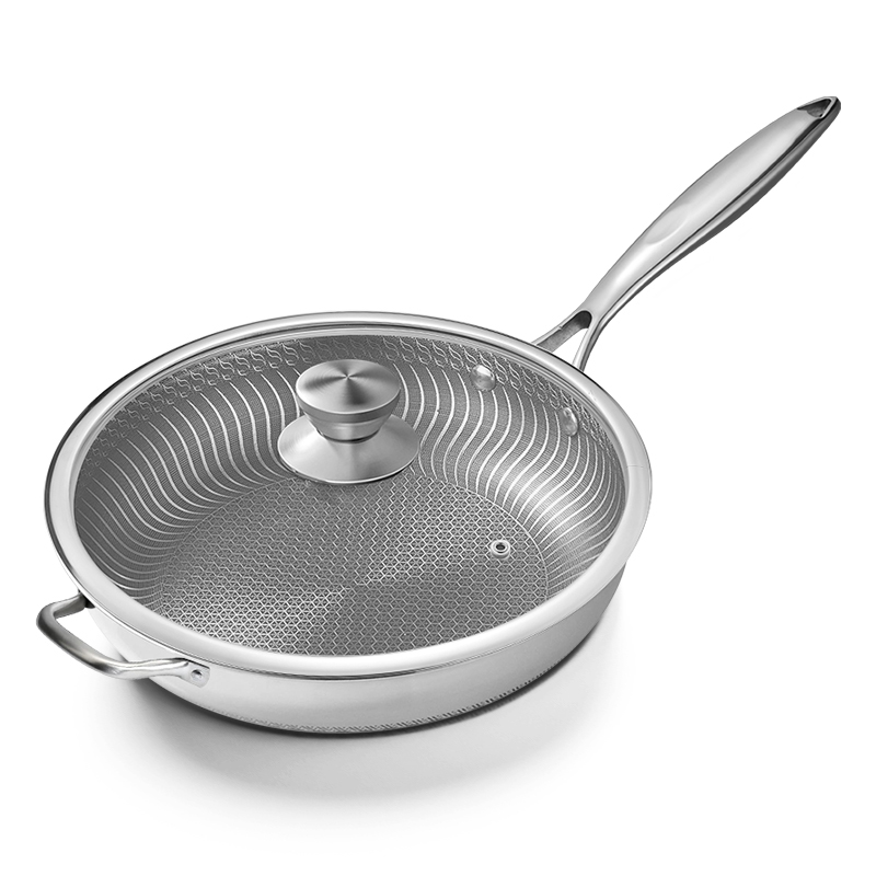 Stainless Steel Wok with Glass Lid