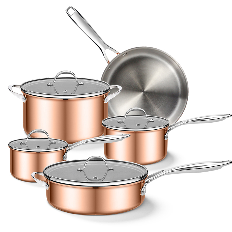 9-Piece Stainless Steel Cookware Set with Glass Lids