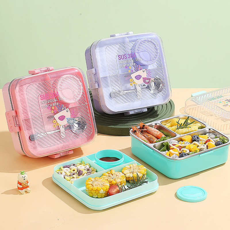 304 Stainless Steel Cartoon Insulated Children's Bento Box
