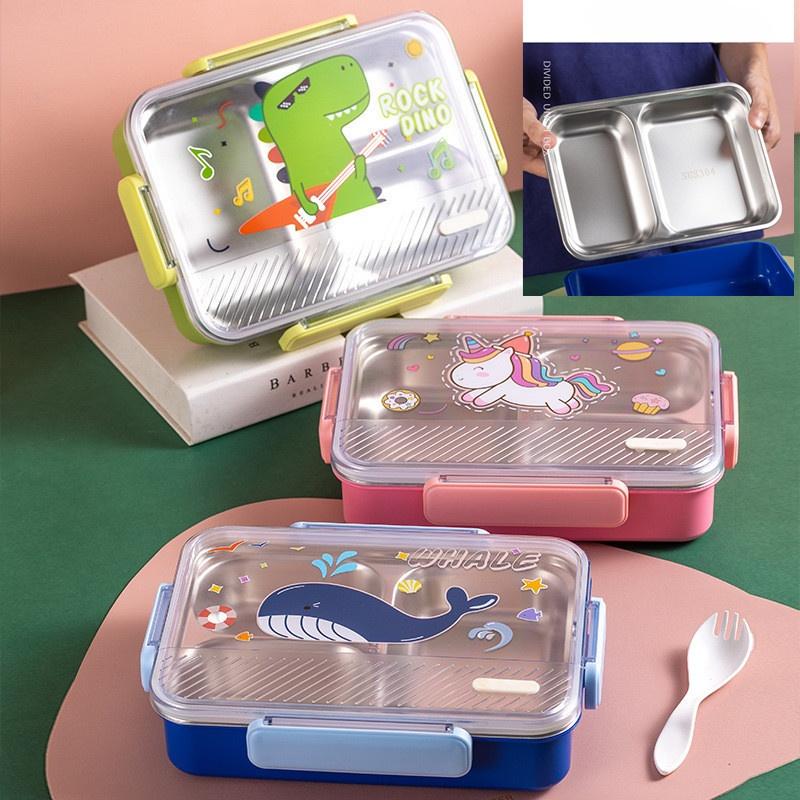 Children's Stainless Steel Cartoon Three-Grid Bento Box