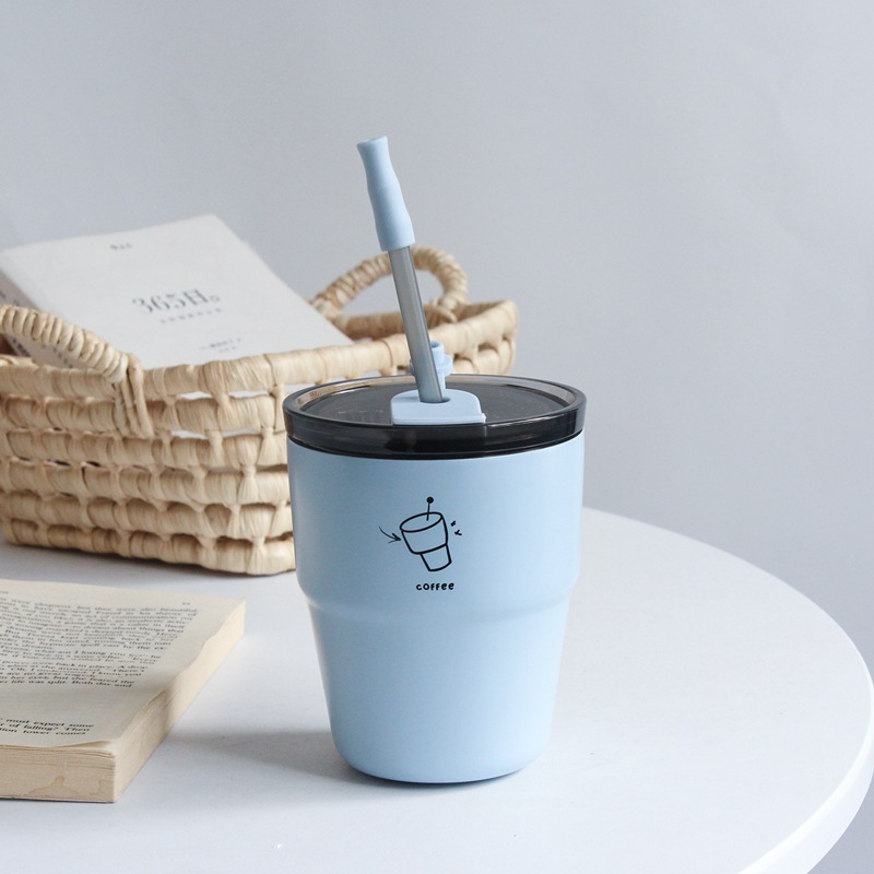 Stainless Steel Insulated Coffee Cup with Straw