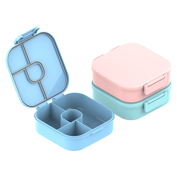 Four-compartment children's portable lunch box with flip cover