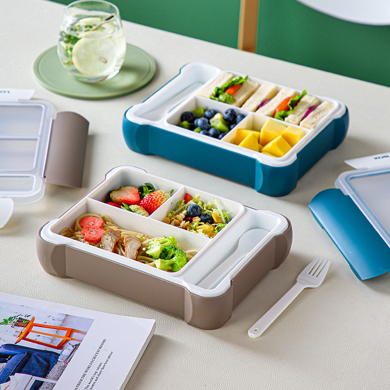 Microwaveable Lunch Box with Cutlery and Compartments