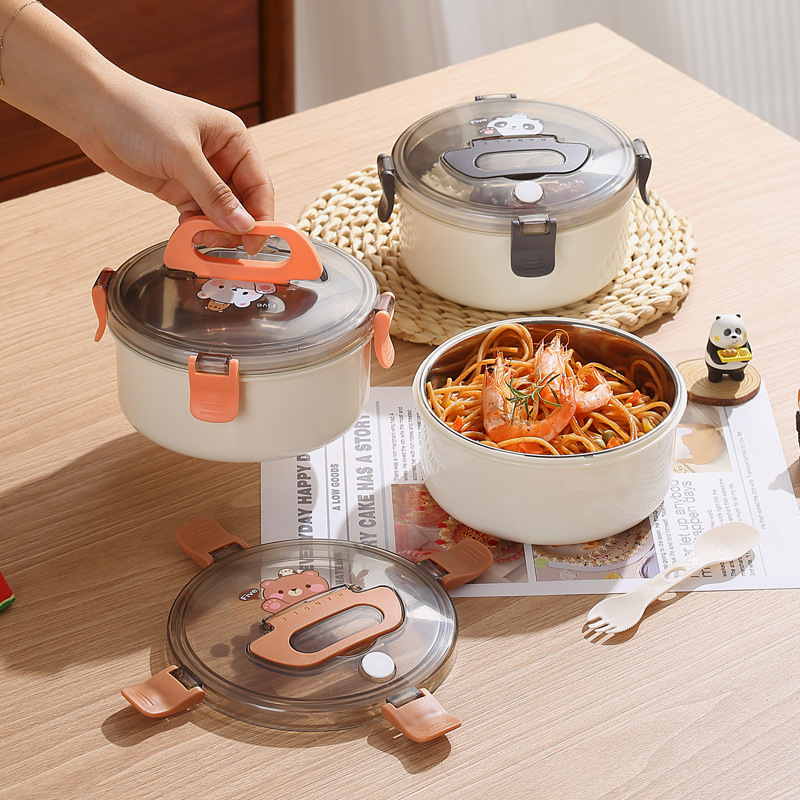 304 Stainless Steel Cartoon Round Lunch Box for Students