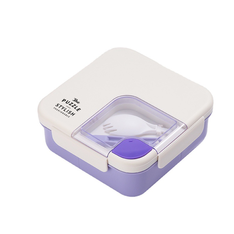 Square lunch box with cutlery