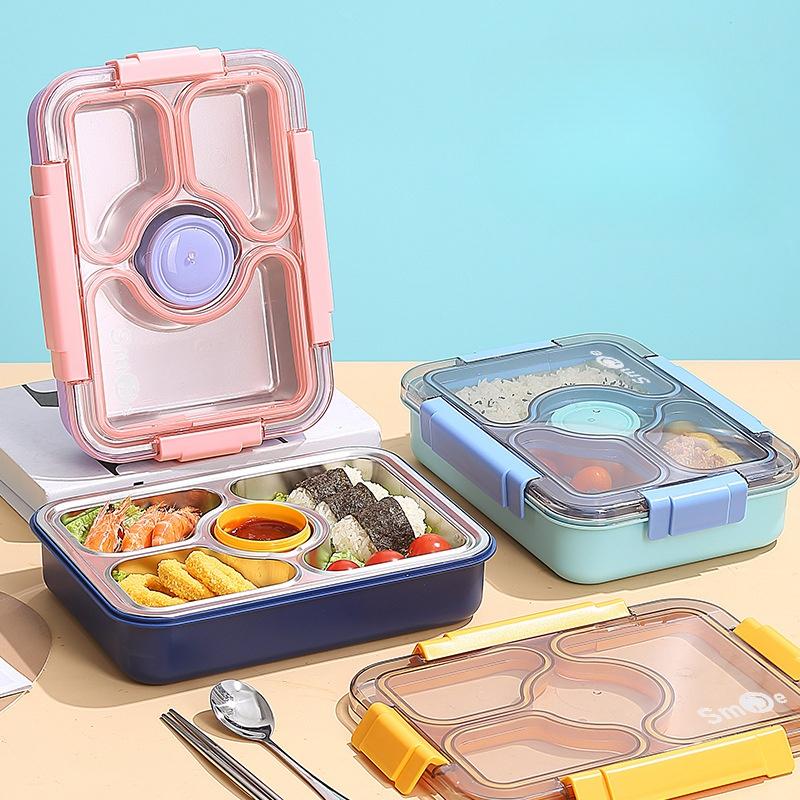 Independent sealed stainless steel three-grid lunch box