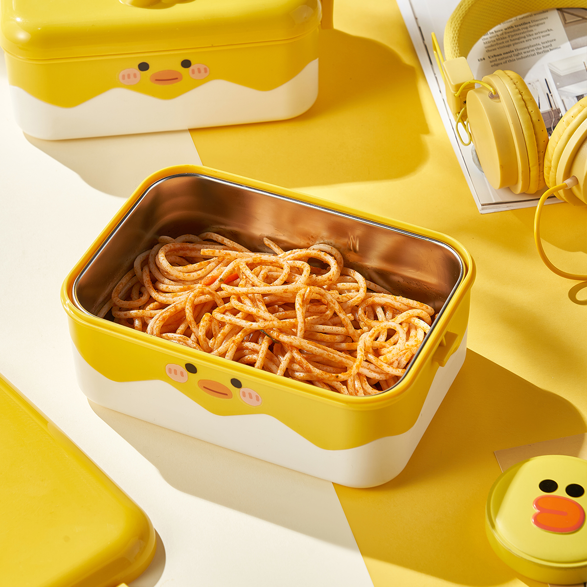 Little yellow chicken stainless steel lunch box