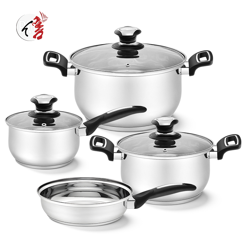 7-Piece Stainless Steel Cookware Set with Glass Lids