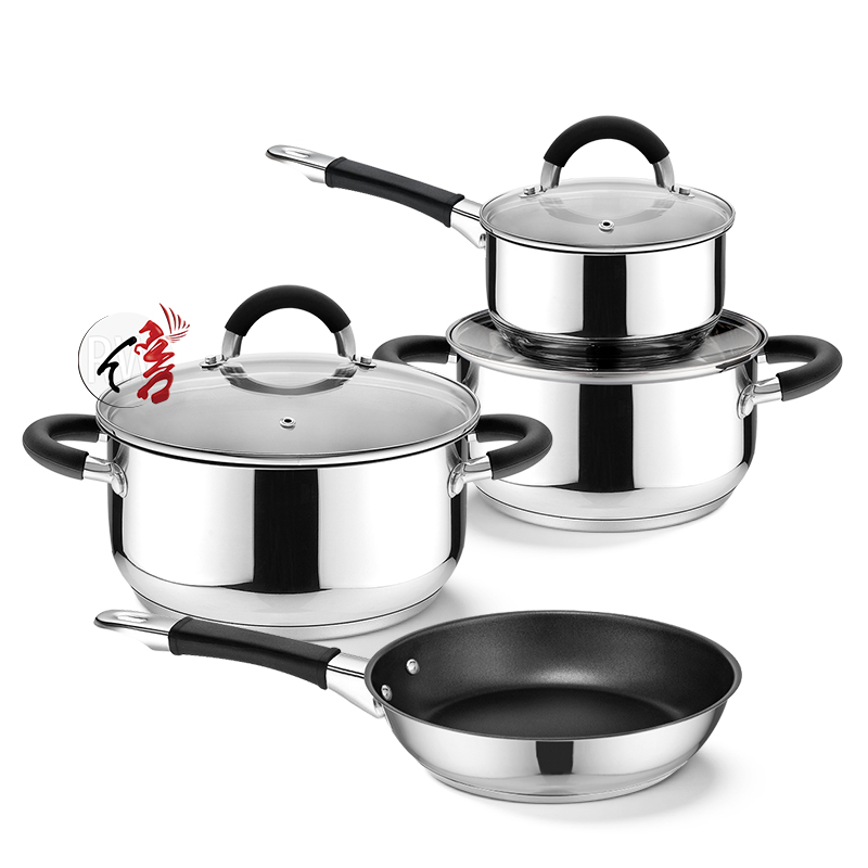 7-Piece Stainless Steel Cookware Set with Glass Lids