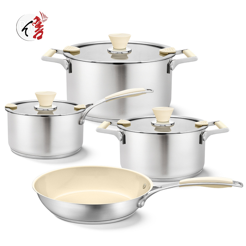 7-Piece Stainless Steel Cookware Set with Glass Lids