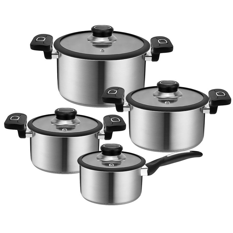 8-Piece Stainless Steel Cookware Set with Glass Lids
