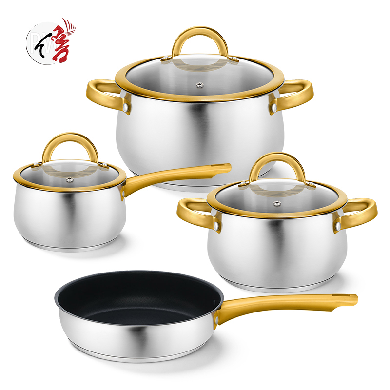 7-Piece Stainless Steel Cookware Set with Glass Lids