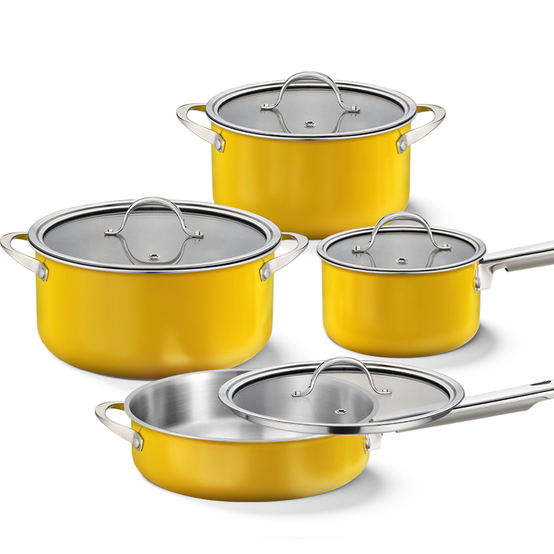 8-Piece Stainless Steel Cookware Set with Glass Lids