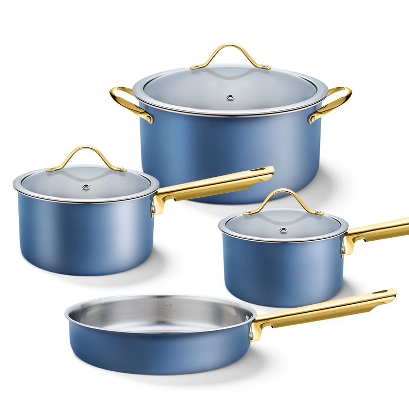 7-Piece Stainless Steel Cookware Set with Glass Lids