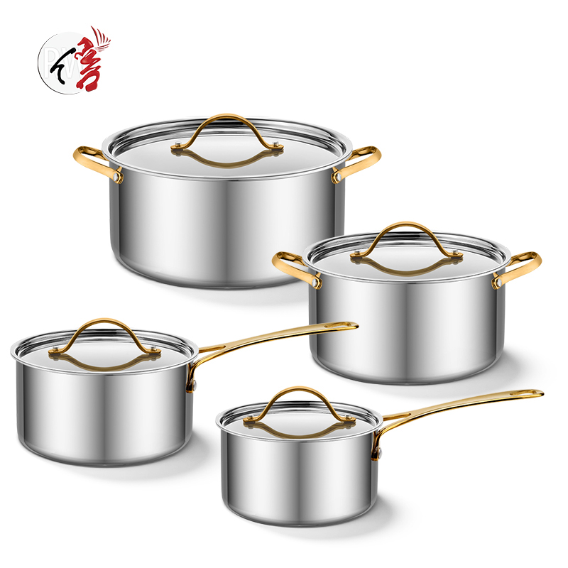 8-Piece Stainless Steel Cookware Set with Glass Lids