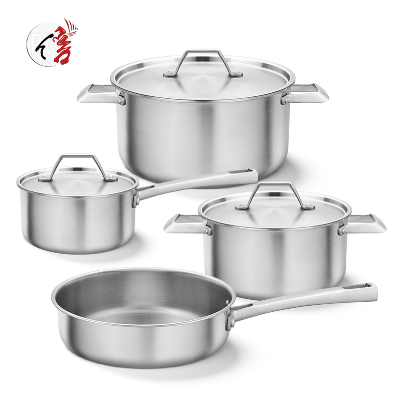 7-Piece Stainless Steel Cookware Set with Glass Lids