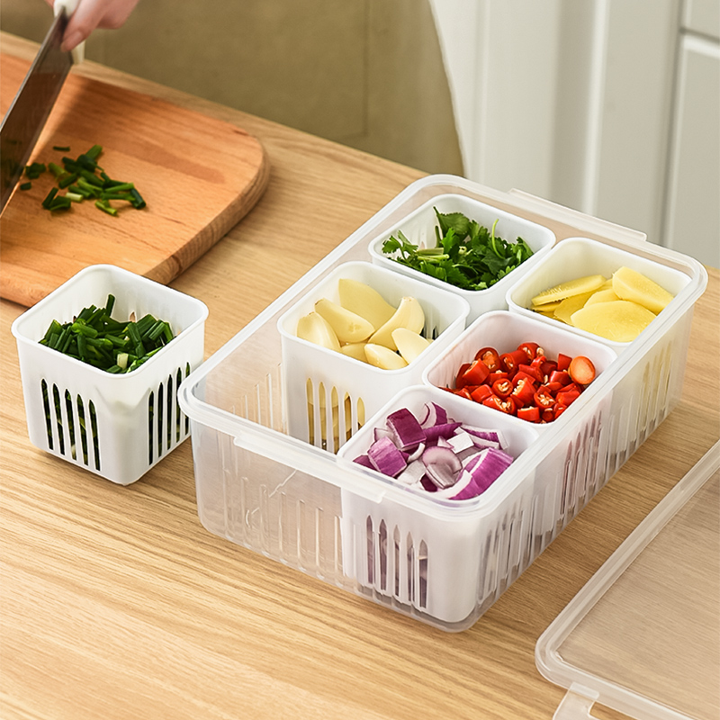 Six-panel crisper for kitchen ingredients