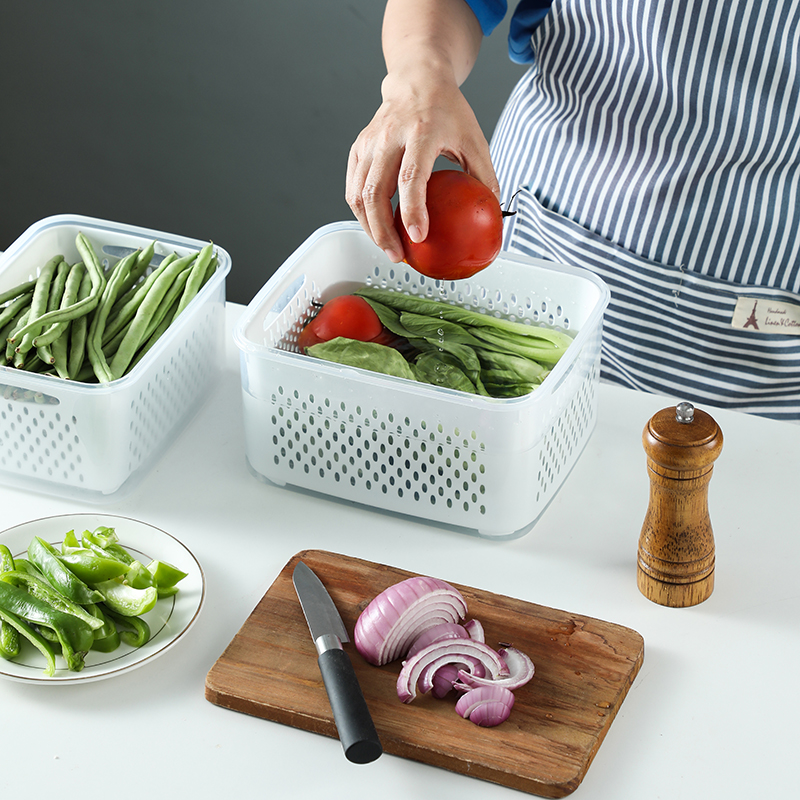 Rectangular Five-Piece Drain Basket Fresh-Keeping Box Set