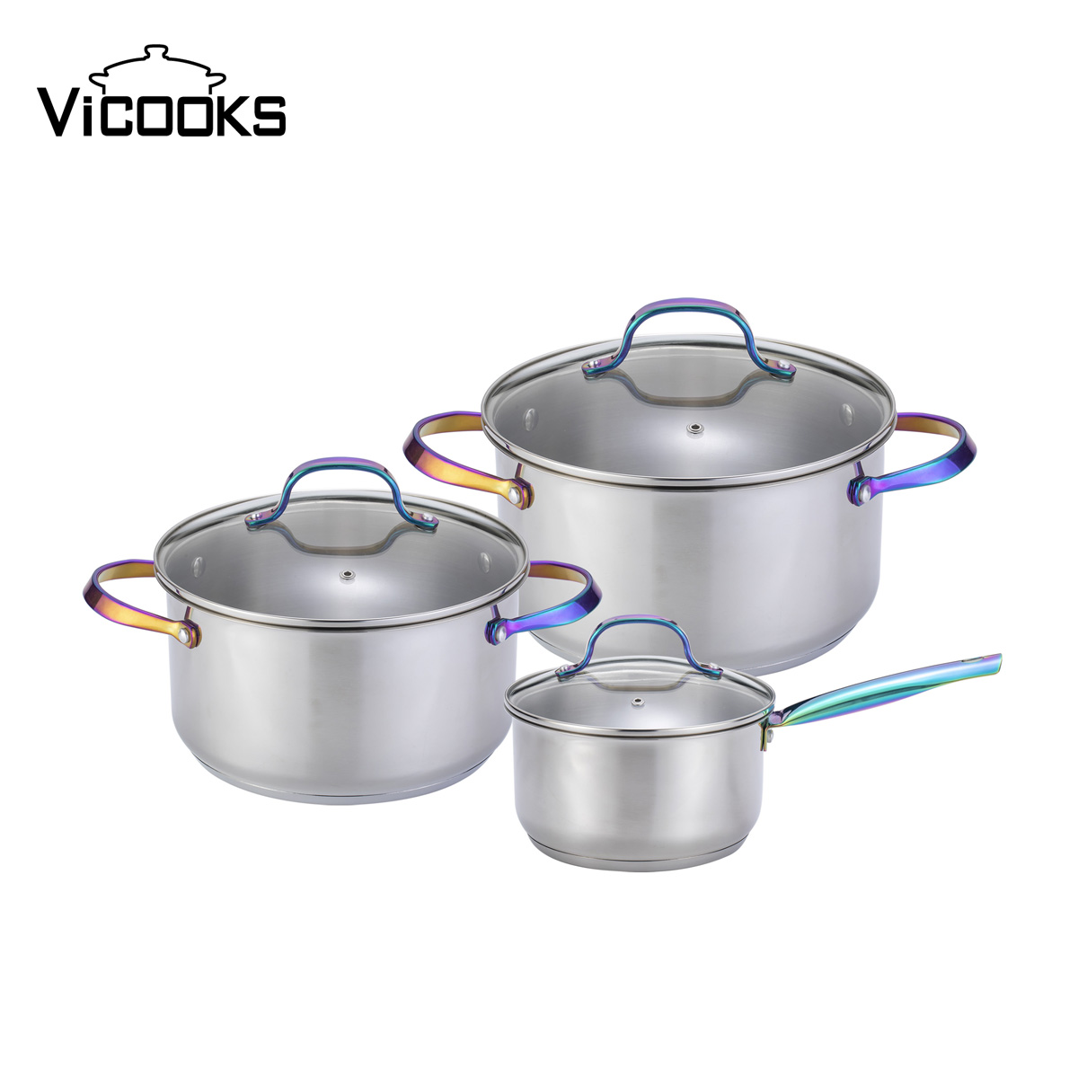 Stainless Steel Casserole Pot with Rainbow Handle