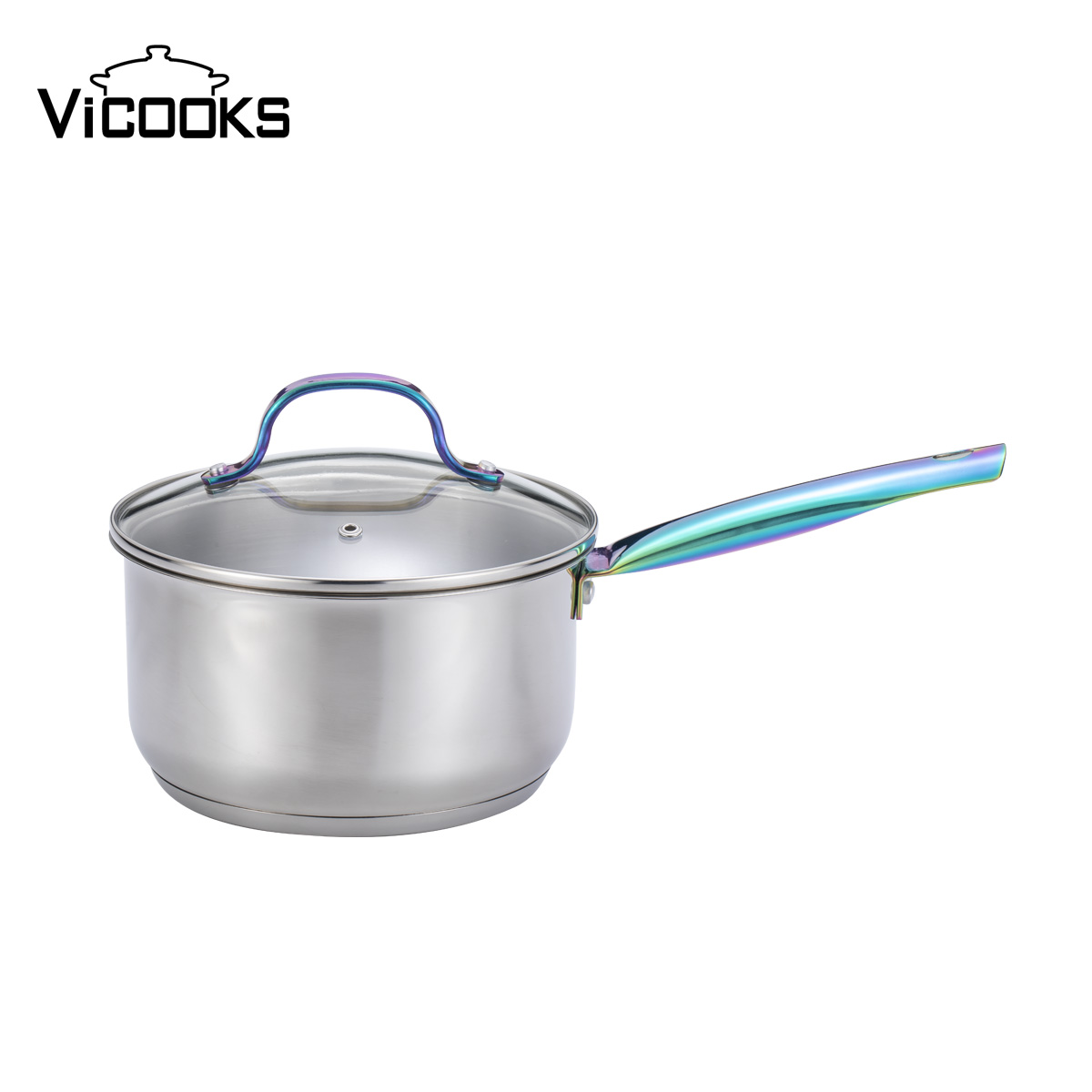 Stainless Steel Saucepan with Rainbow Handle