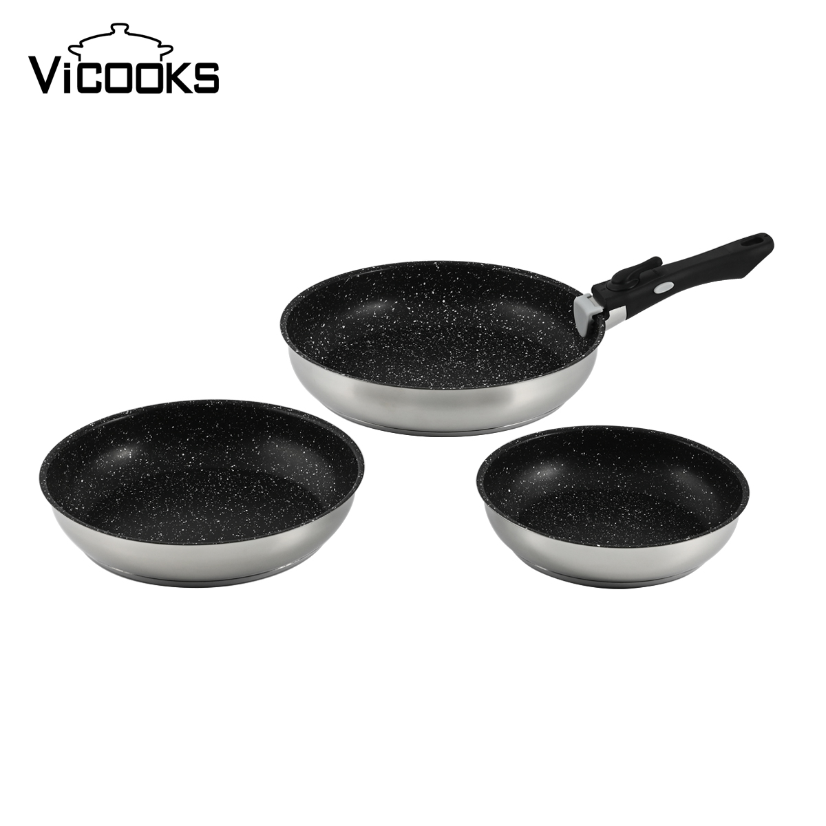 Stainless Steel Nonstick Frying Pan Set with Detachable Handle