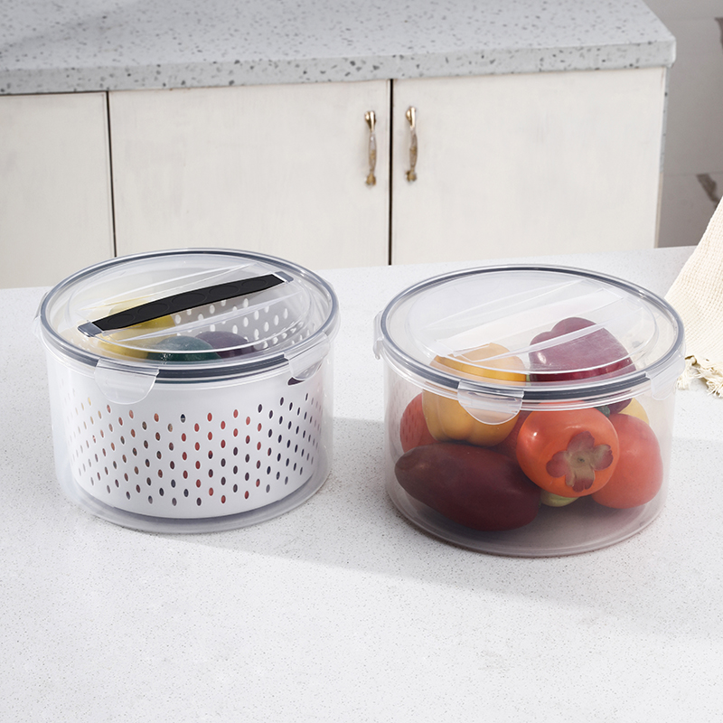Round Five-Piece Drain Basket Fresh-Keeping Box