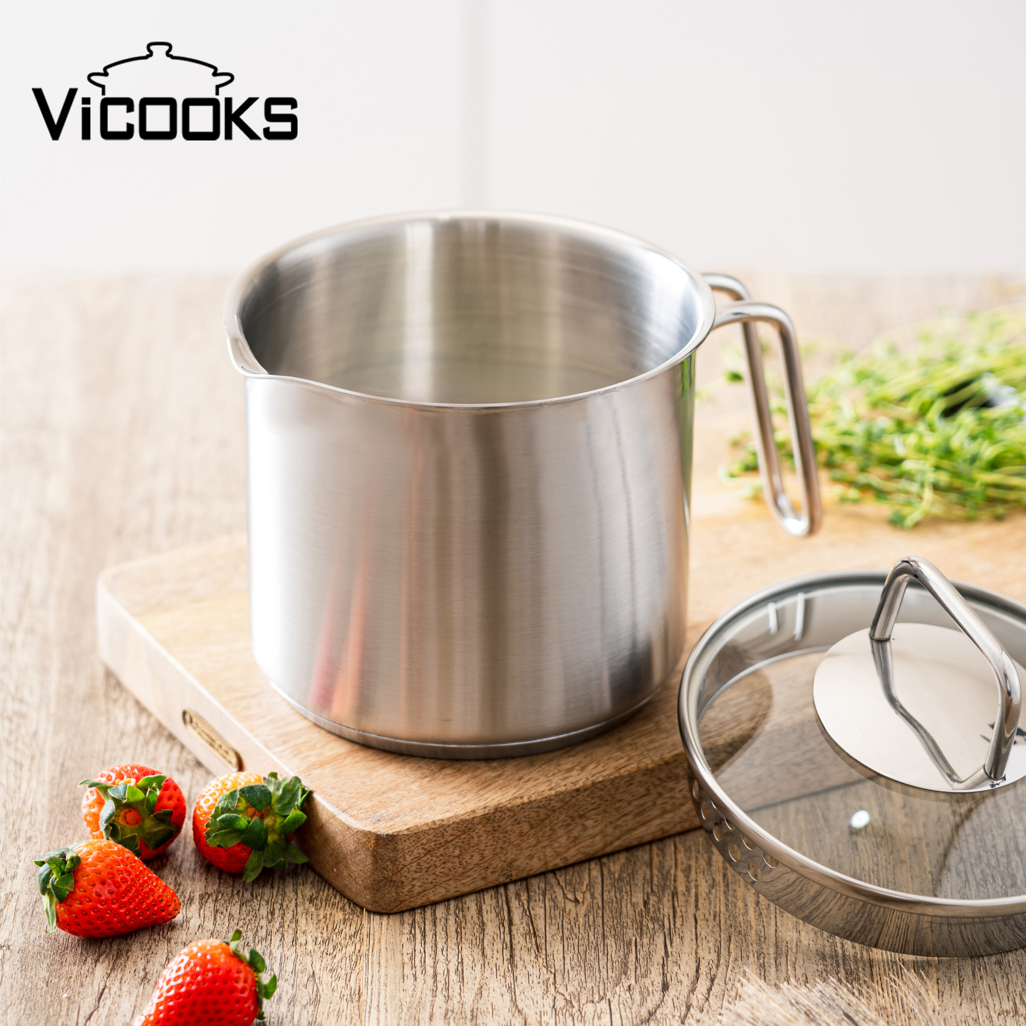 Stainless Steel Saucepan with Straining Lid