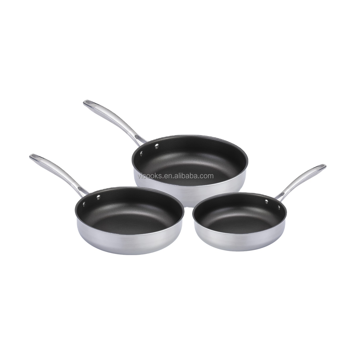 Tri-ply Stainless Steel Nonstick Frying Pan