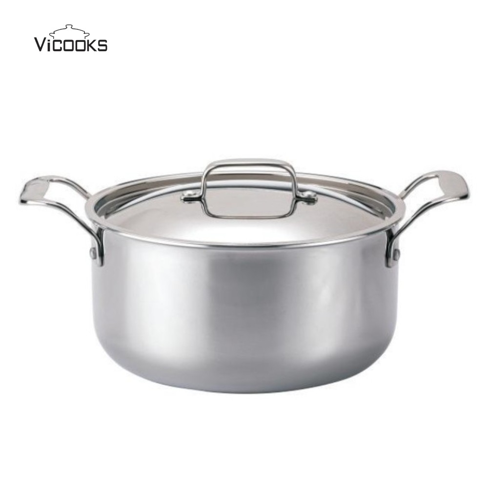 Tri-ply Stainless Steel Casserole Pot with SS Lid