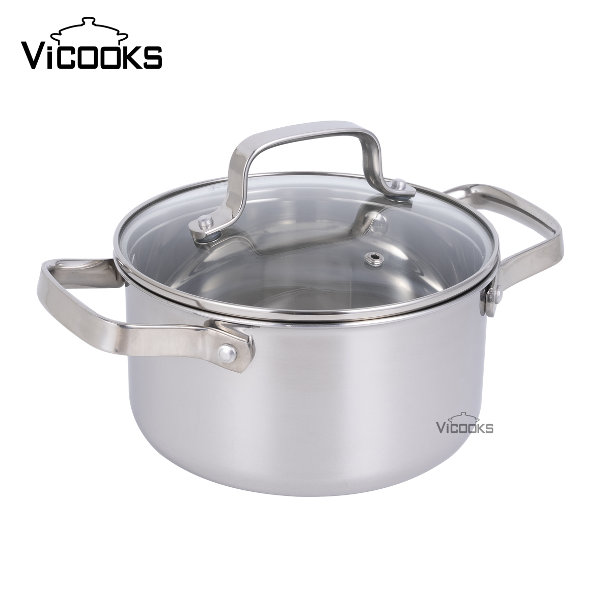 Tri-ply Stainless Steel Casserole Pot with Wired Handles