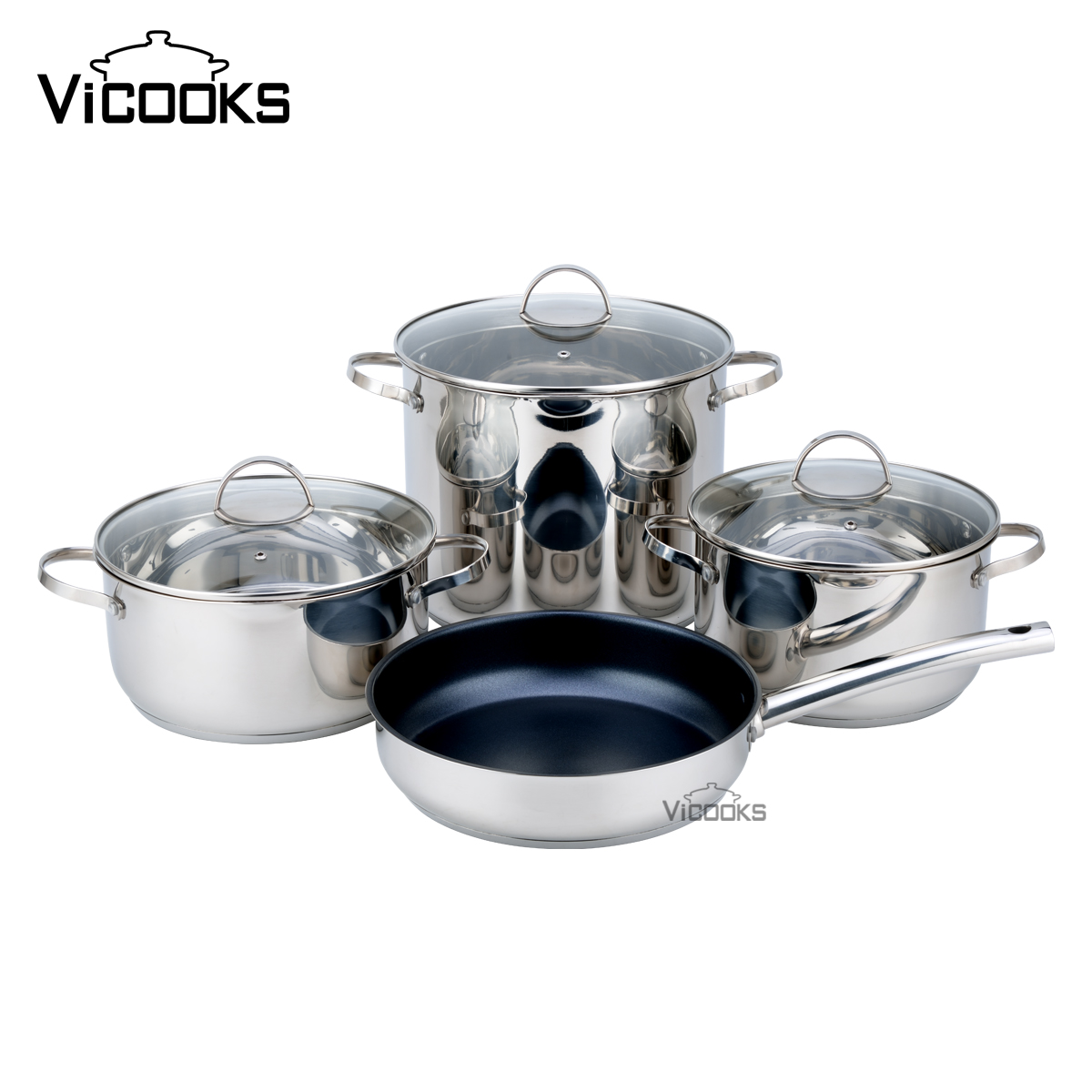 7-Piece Stainless Steel Cookware Set with Wired Handles