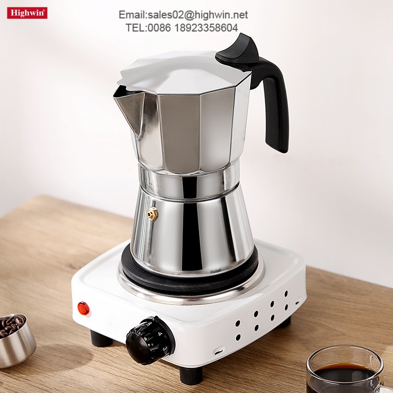 Induction Stainless Steel Moka Pot Espresso Maker (Silver, 3 Cups)