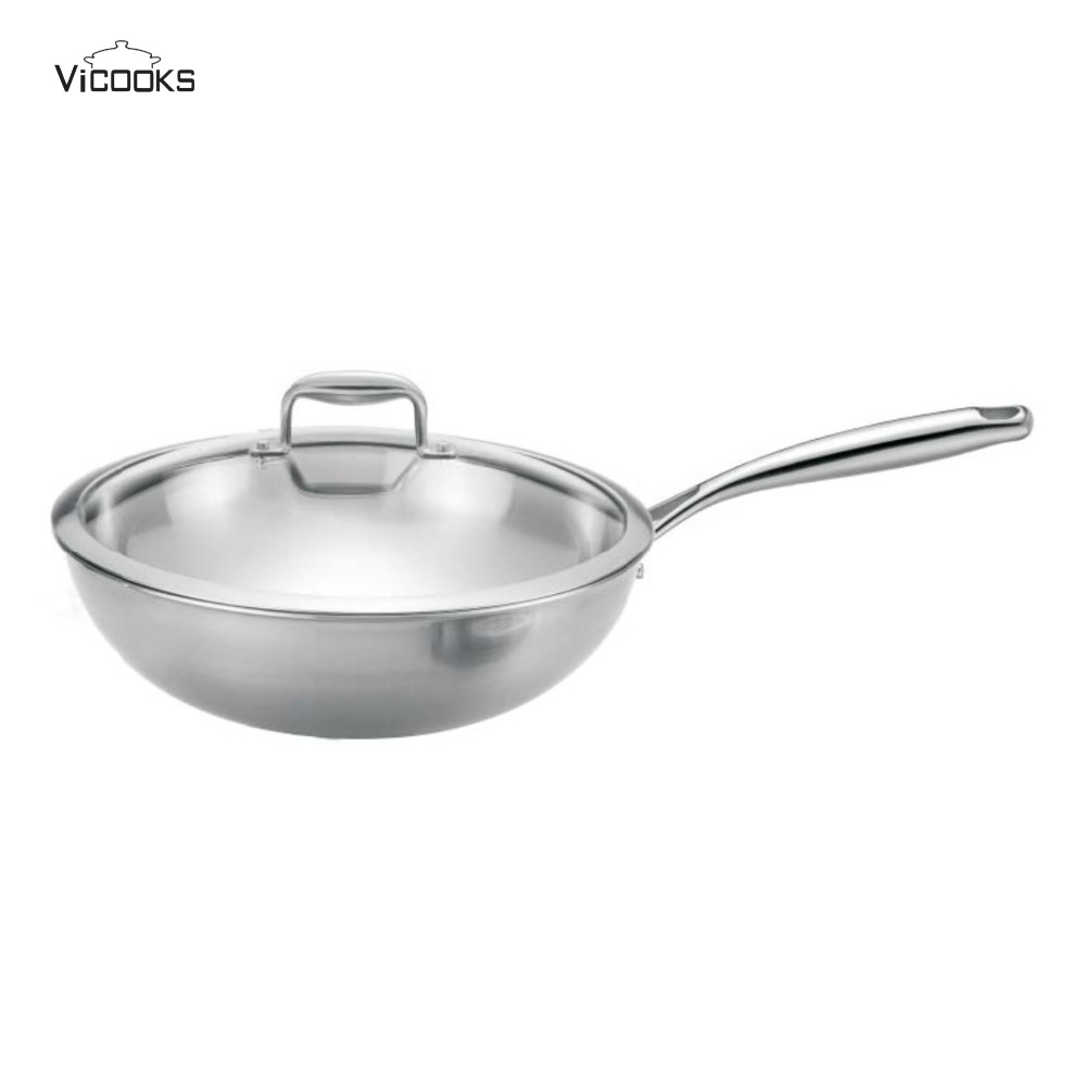 Stainless Steel Stir-fry Pan with Glass Lid