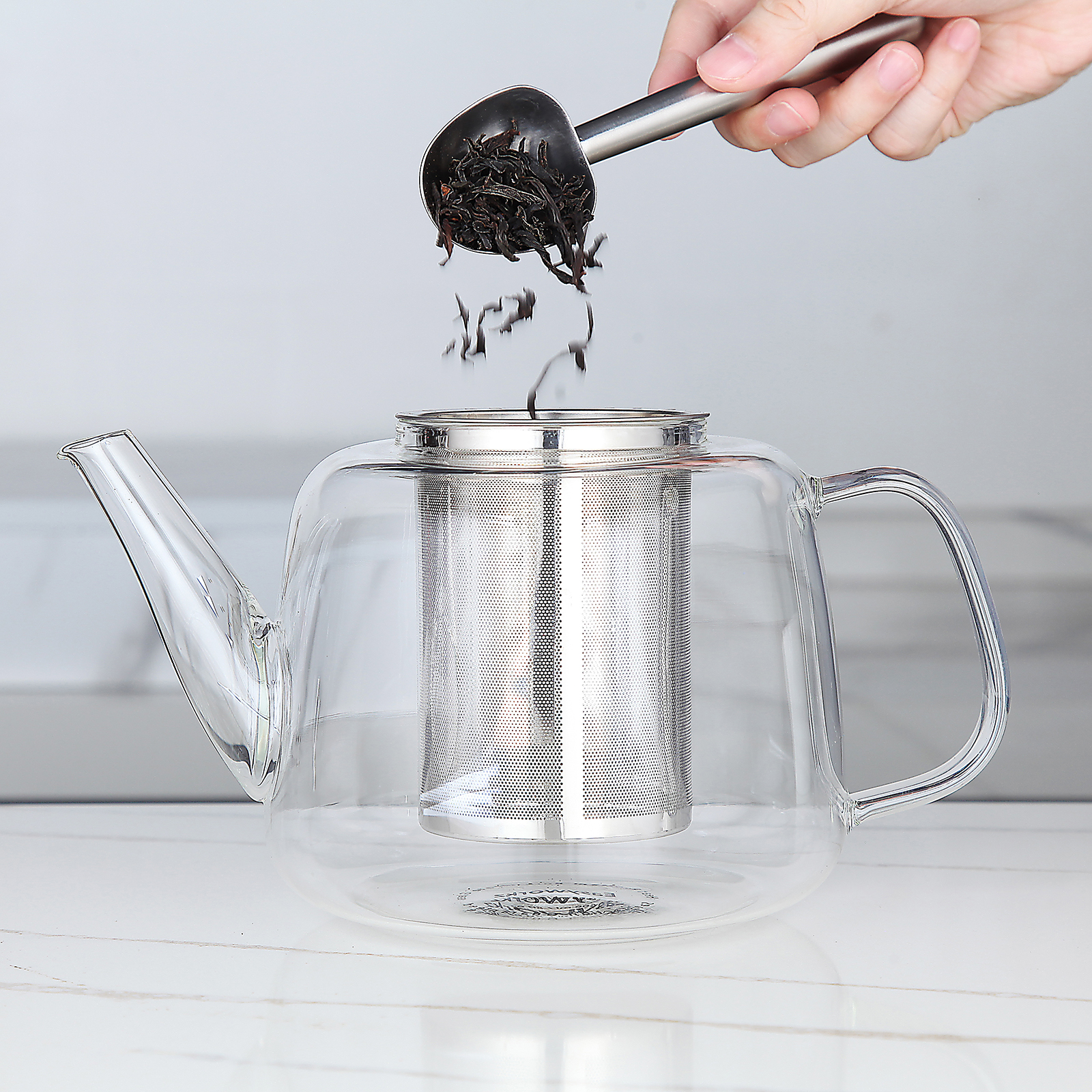 Stainless Steel and Borosilicate Glass Teapot with Removable Infuser